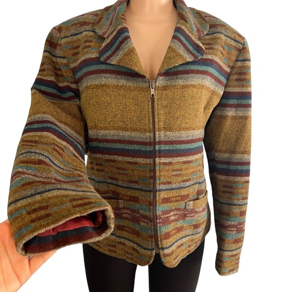 Vintage Western Wool Blend Coat Tribal Southwest Jacket - Picture 8 of 9